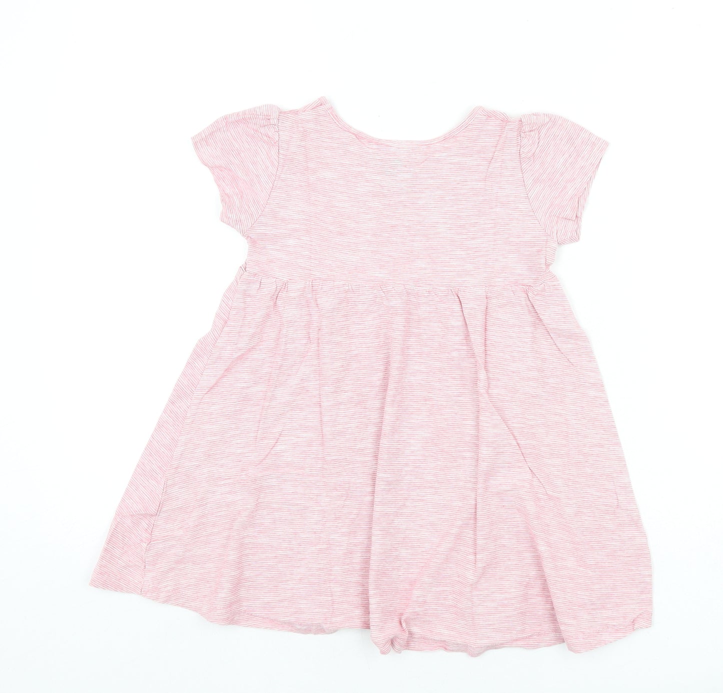 NEXT Girls Pink Striped Cotton A-Line Size 4-5 Years Round Neck Pullover