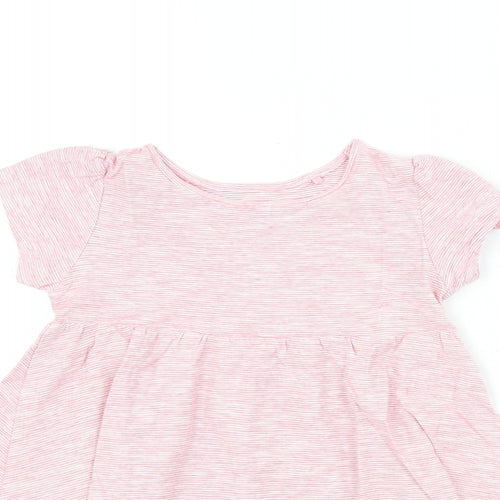 NEXT Girls Pink Striped Cotton A-Line Size 4-5 Years Round Neck Pullover