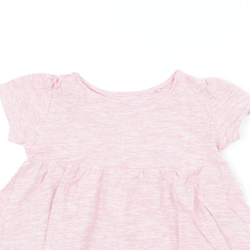 NEXT Girls Pink Striped Cotton A-Line Size 4-5 Years Round Neck Pullover