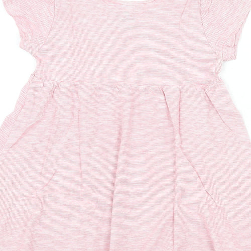 NEXT Girls Pink Striped Cotton A-Line Size 4-5 Years Round Neck Pullover
