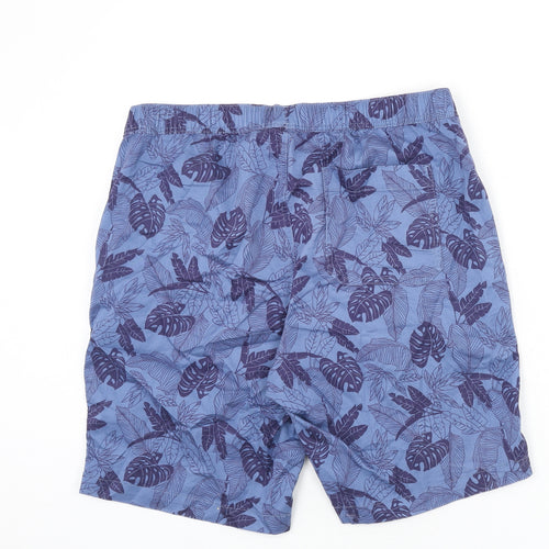 Uniqlo Mens Blue Geometric Cotton Bermuda Shorts Size L L8 in Regular - Leaf Print