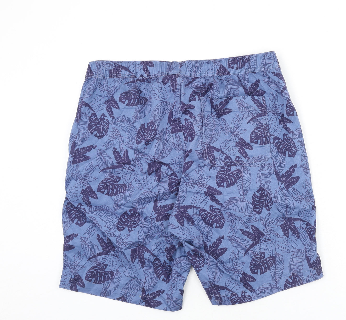 Uniqlo Mens Blue Geometric Cotton Bermuda Shorts Size L L8 in Regular - Leaf Print