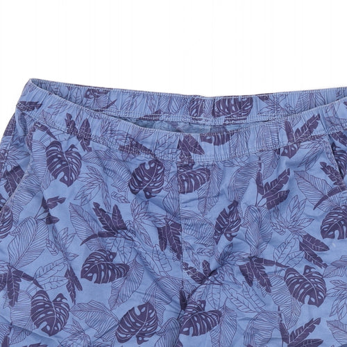 Uniqlo Mens Blue Geometric Cotton Bermuda Shorts Size L L8 in Regular - Leaf Print