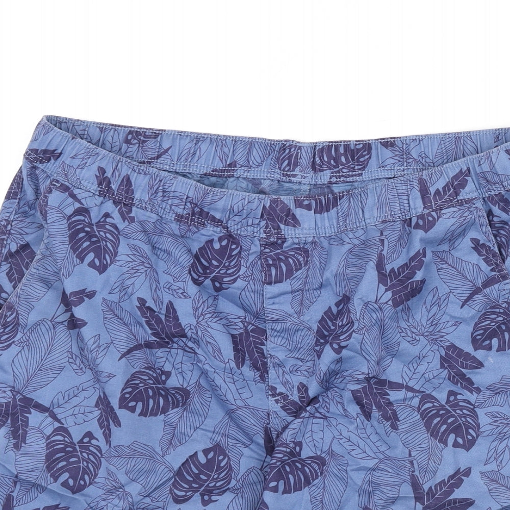 Uniqlo Mens Blue Geometric Cotton Bermuda Shorts Size L L8 in Regular - Leaf Print