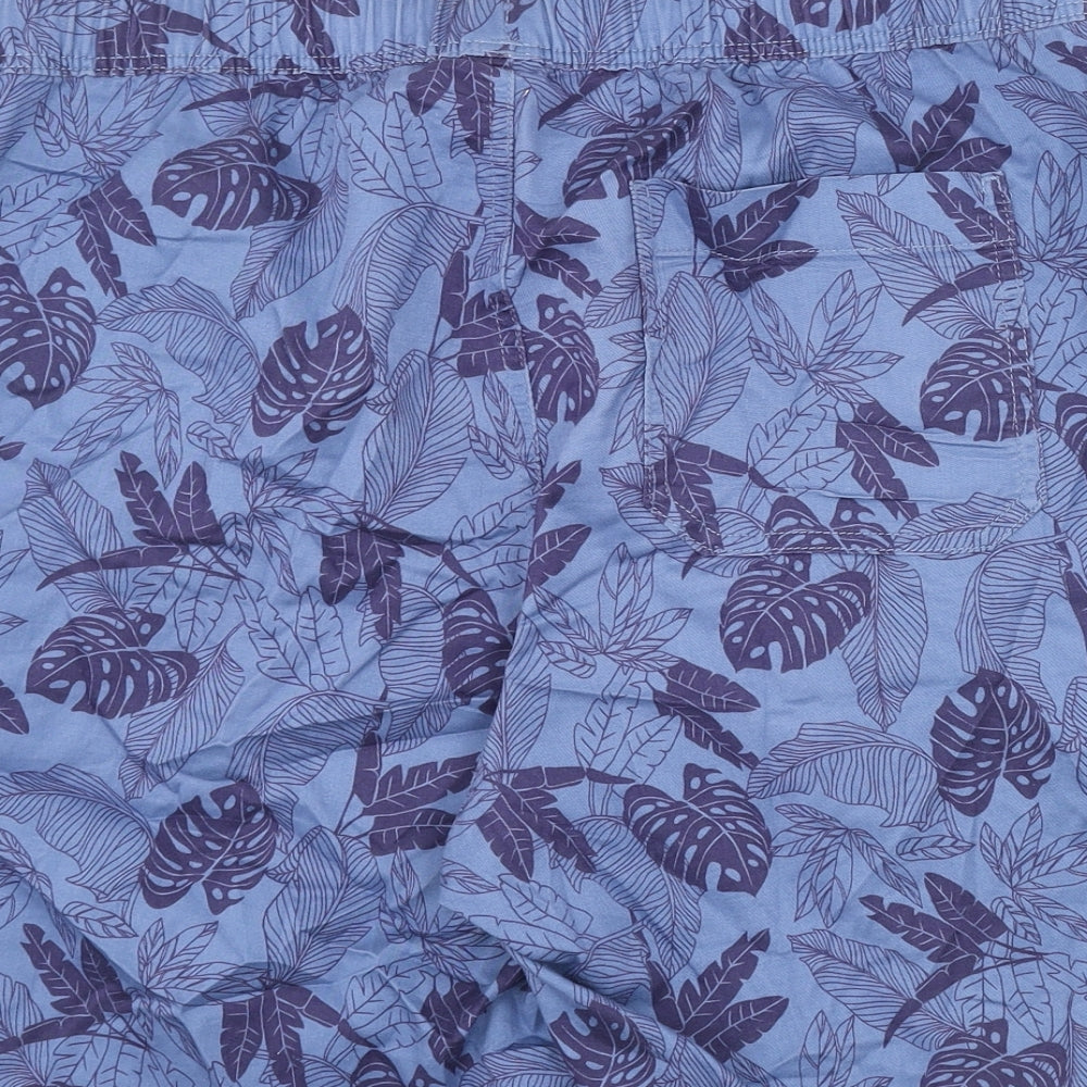 Uniqlo Mens Blue Geometric Cotton Bermuda Shorts Size L L8 in Regular - Leaf Print