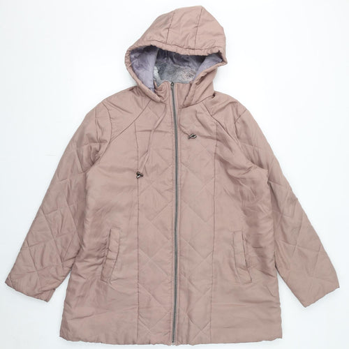 Anne De Lancay Womens Pink Parka Coat Size L Zip