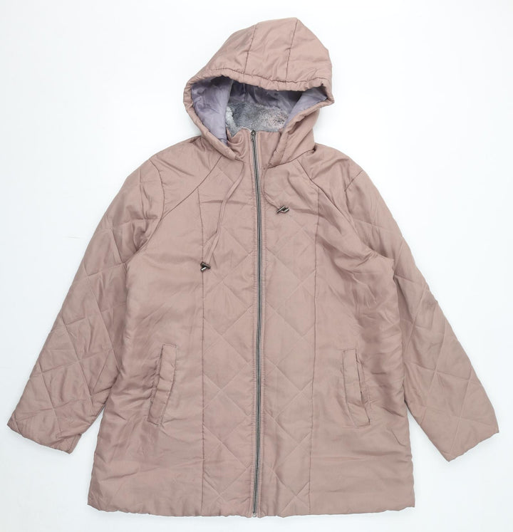 Anne De Lancay Womens Pink Parka Coat Size L Zip