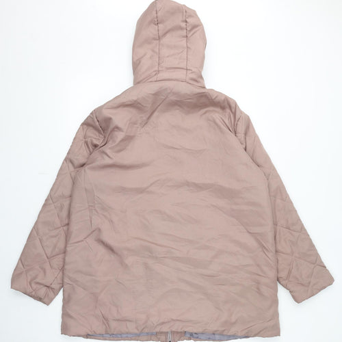 Anne De Lancay Womens Pink Parka Coat Size L Zip