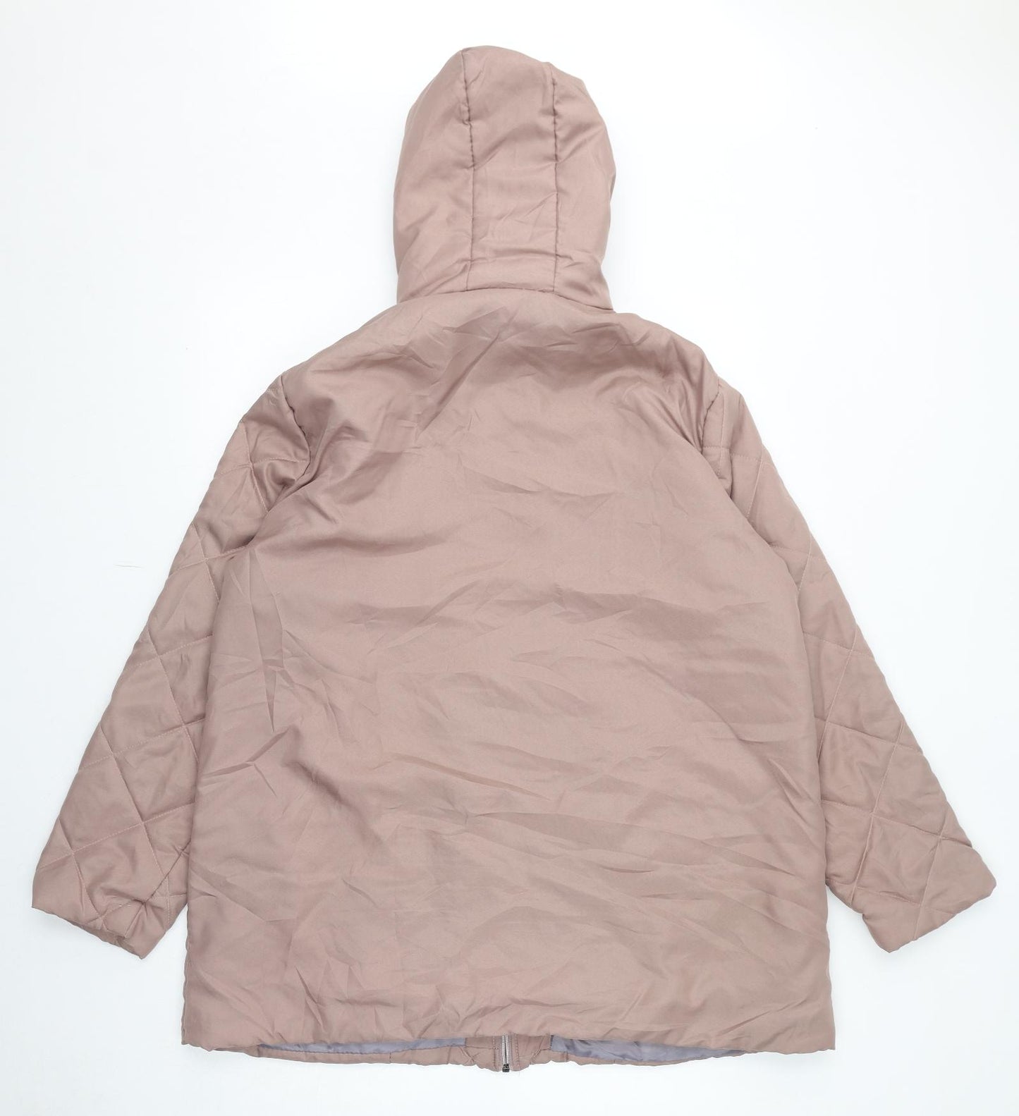 Anne De Lancay Womens Pink Parka Coat Size L Zip
