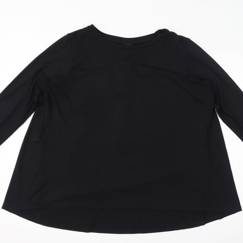 Bobeau Womens Black Polyester Basic Blouse Size L Round Neck
