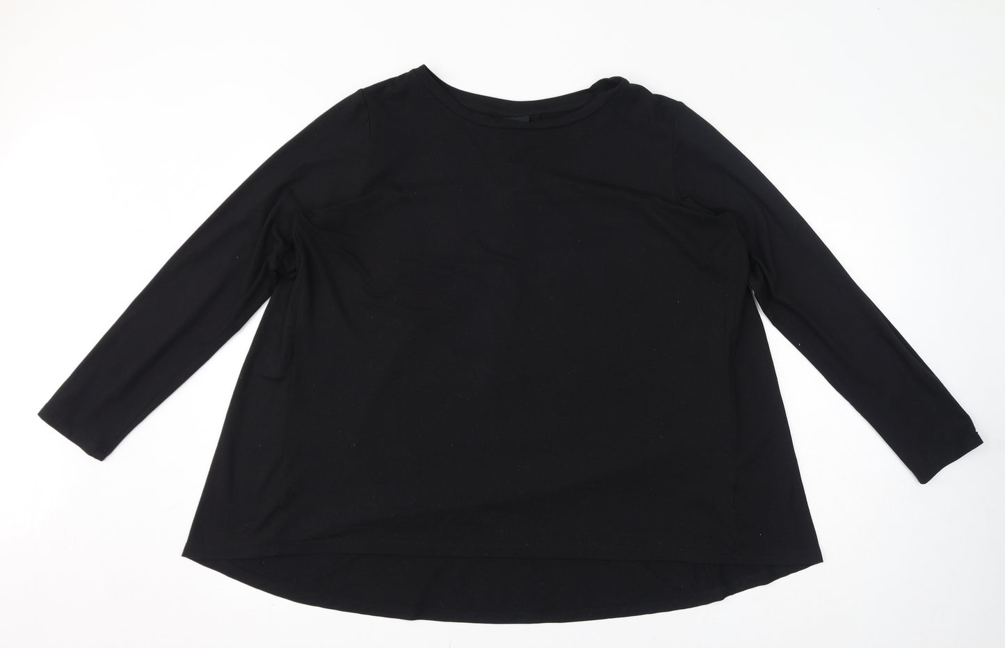 Bobeau Womens Black Polyester Basic Blouse Size L Round Neck