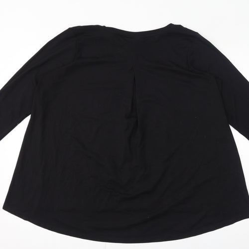 Bobeau Womens Black Polyester Basic Blouse Size L Round Neck