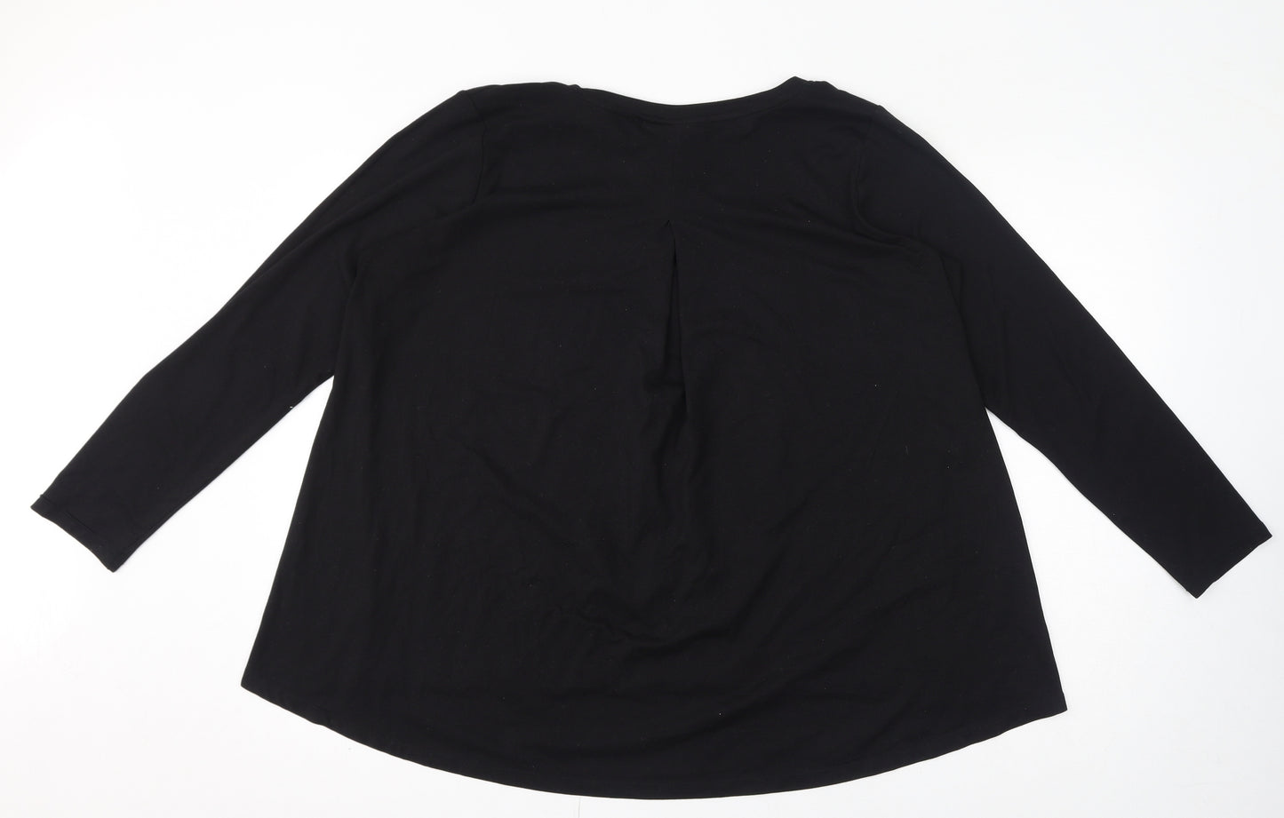 Bobeau Womens Black Polyester Basic Blouse Size L Round Neck