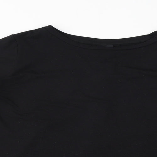 Bobeau Womens Black Polyester Basic Blouse Size L Round Neck