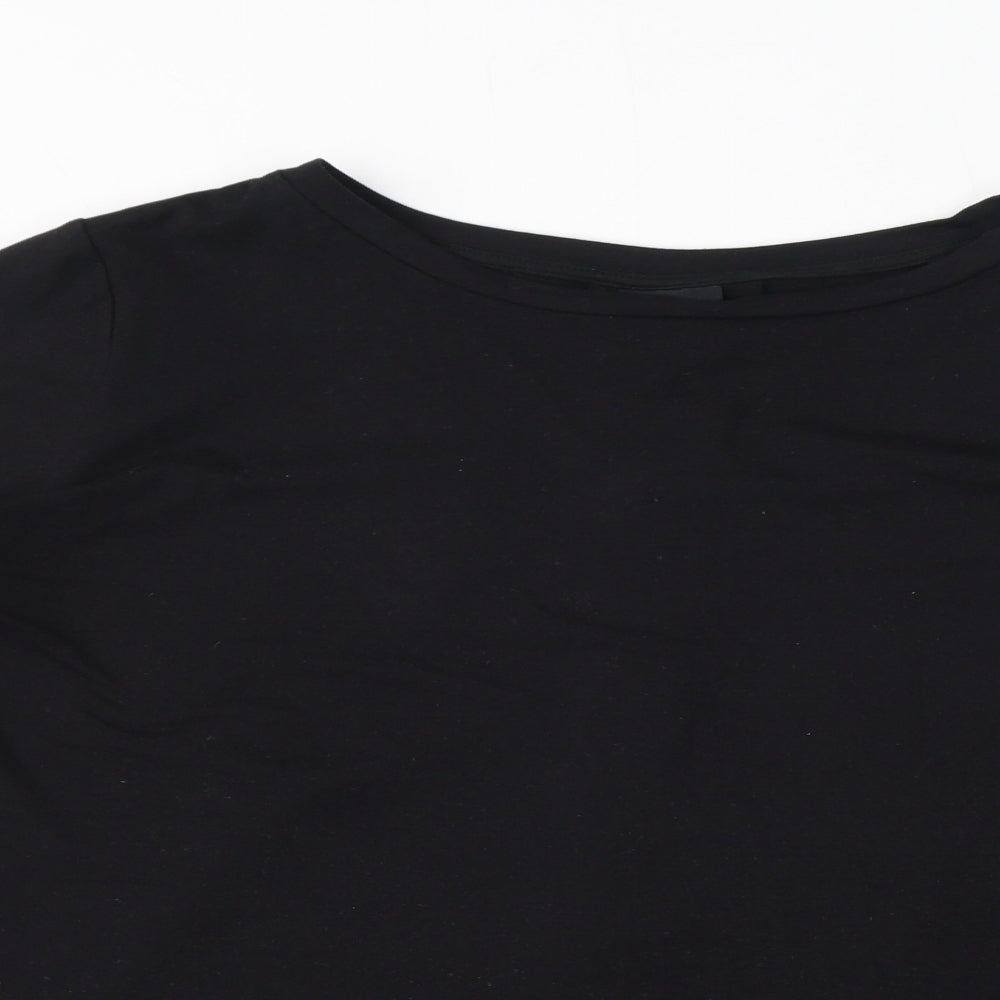 Bobeau Womens Black Polyester Basic Blouse Size L Round Neck