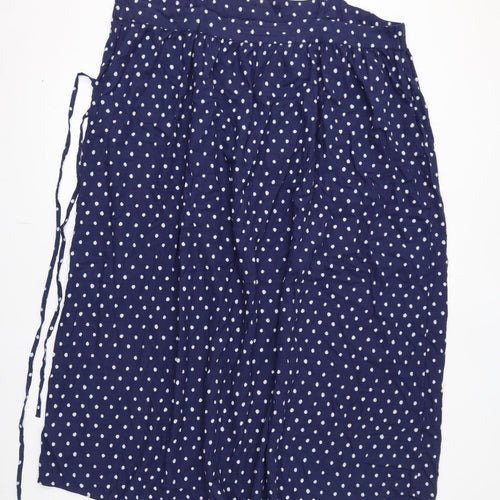 Marks and Spencer Womens Blue Polka Dot Linen A-Line Size 2 Square Neck Pullover - Belted