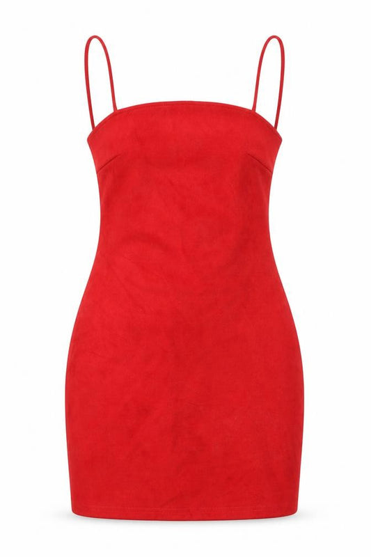 Front view of In the Style women’s red polyester bodycon, size UK 8, square neck pullover - open back