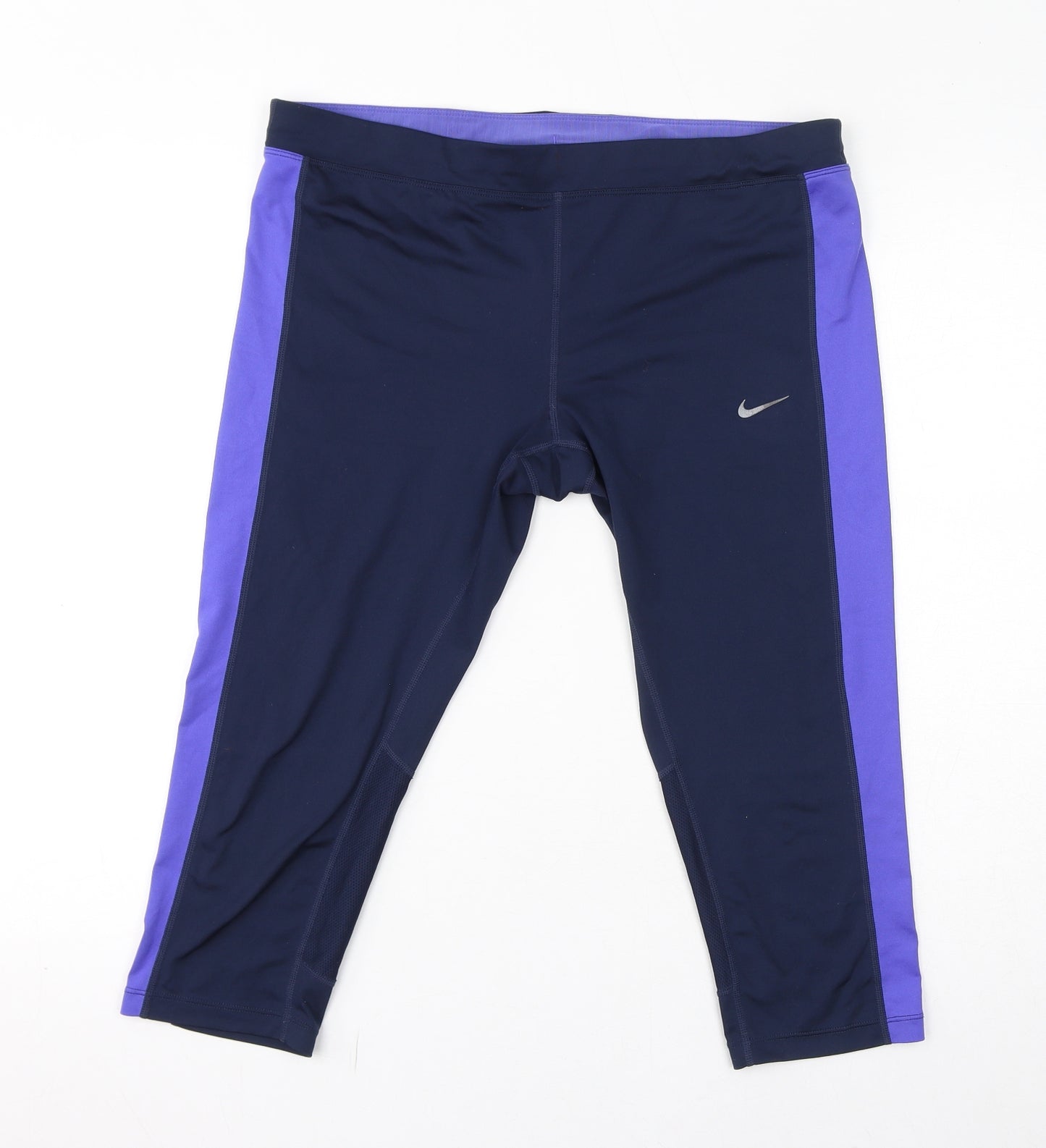 Nike Womens Blue Polyester Cropped Leggings Size XL L20 in - Logo