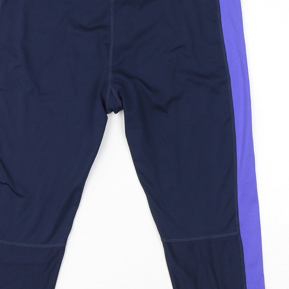 Nike Womens Blue Polyester Cropped Leggings Size XL L20 in - Logo