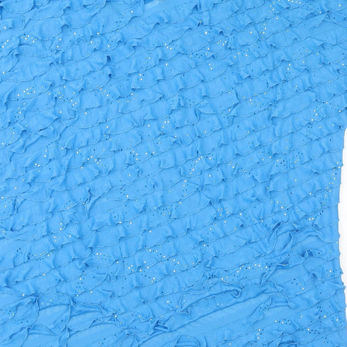 Antthony Womens Blue Polyester Basic T-Shirt Size 3XL Round Neck - Sparkle, Ruffles