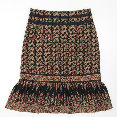 NEXT Womens Brown Geometric Polyester Trumpet Skirt Size 12 Zip - Mesh
