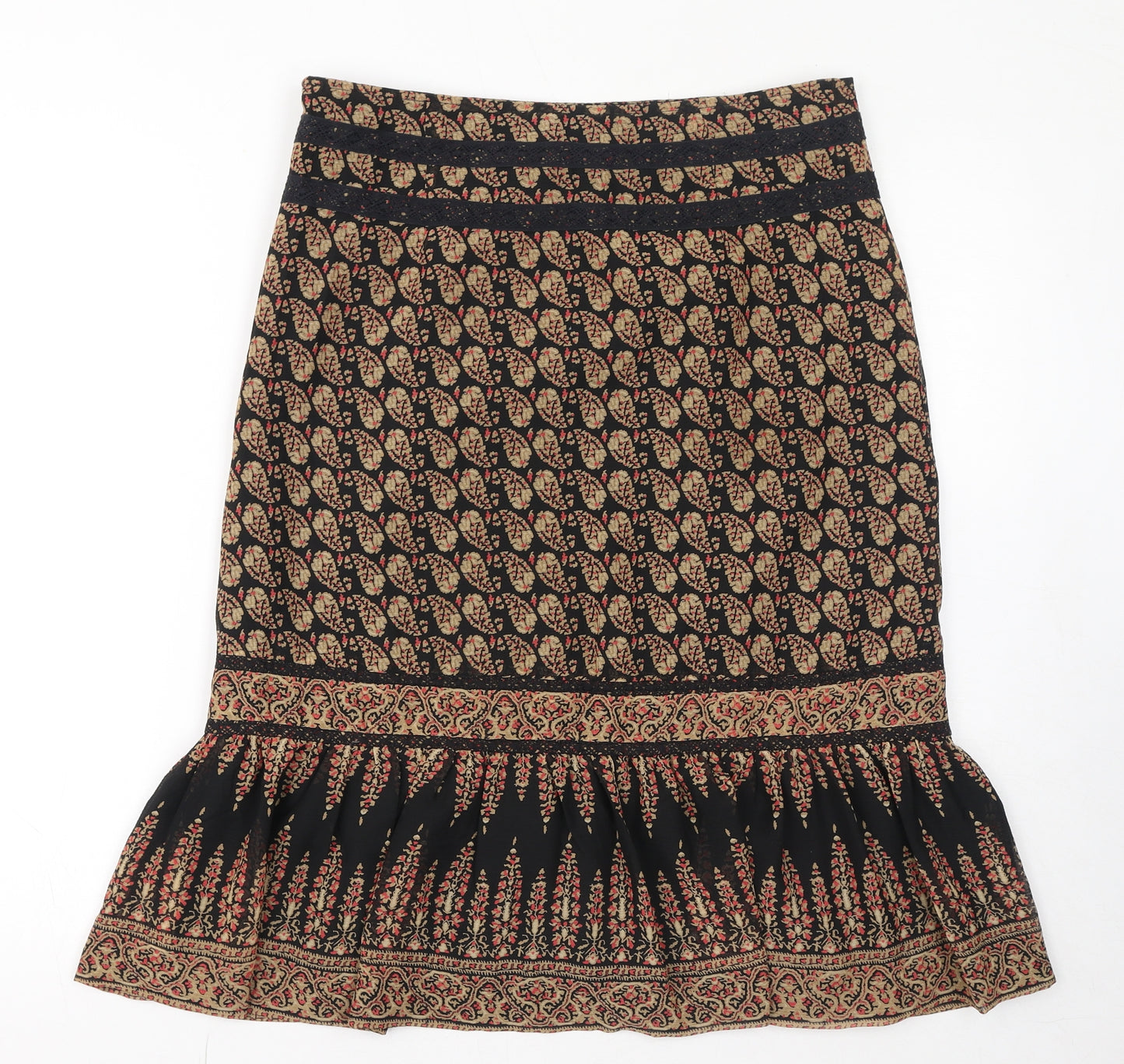 NEXT Womens Brown Geometric Polyester Trumpet Skirt Size 12 Zip - Mesh