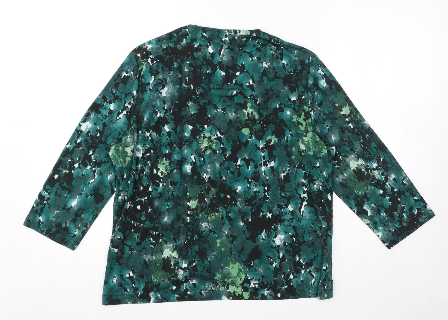 Eastex Womens Green Geometric Polyester Basic T-Shirt Size 18 Square Neck