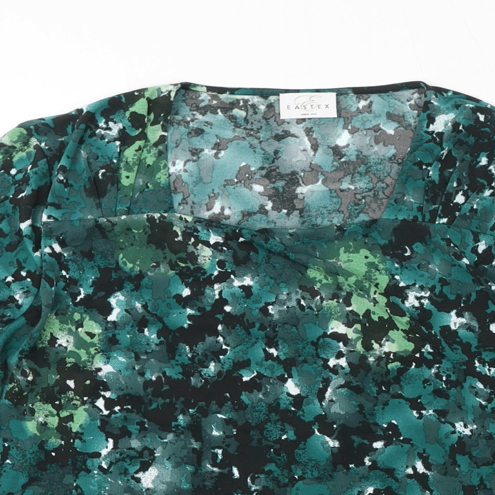 Eastex Womens Green Geometric Polyester Basic T-Shirt Size 18 Square Neck