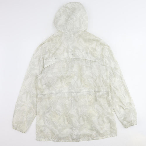 Quechua Womens Beige Geometric Rain Coat Coat Size S Zip - Leaf Print