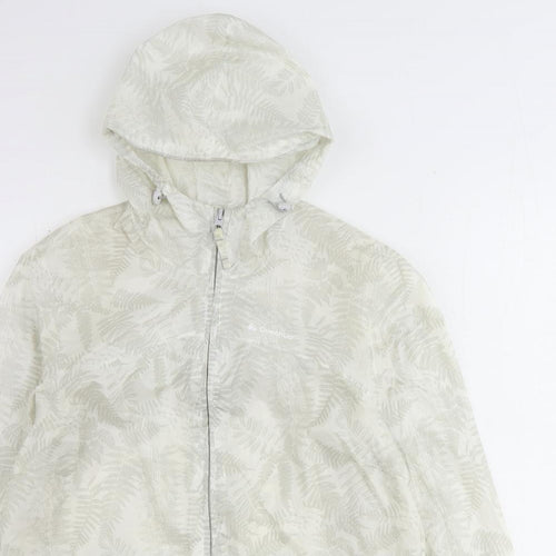 Quechua Womens Beige Geometric Rain Coat Coat Size S Zip - Leaf Print