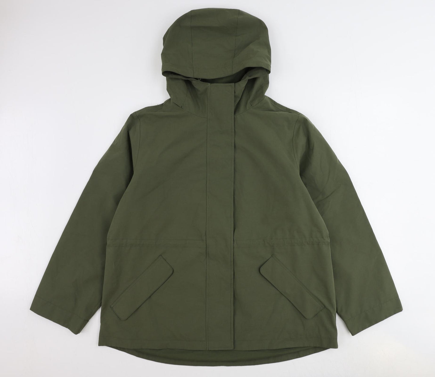 Marks and Spencer Womens Green Rain Coat Jacket Size 16 Zip - Shower Resistant