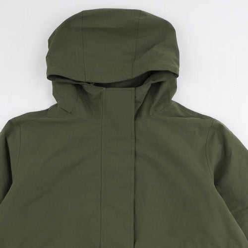 Marks and Spencer Womens Green Rain Coat Jacket Size 16 Zip - Shower Resistant