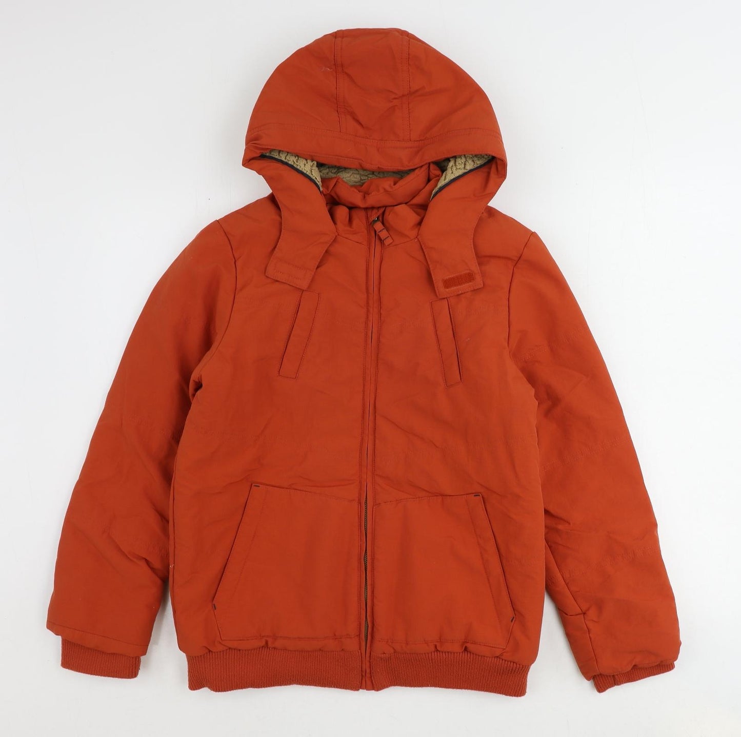 fatfa Boys Orange Parka Coat Size 12-13 Years Zip