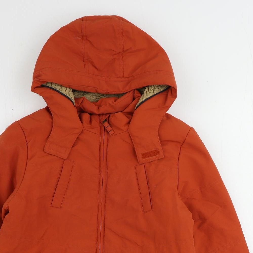 fatfa Boys Orange Parka Coat Size 12-13 Years Zip