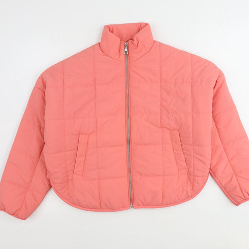 Marks and Spencer Girls Pink Quilted Coat Size 10-11 Years Zip - Shower Resistant
