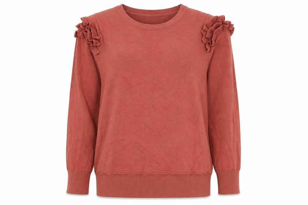 Front view of Principles women’s pink round neck viscose jumper, size UK 12