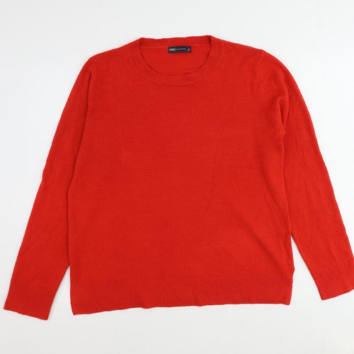 Marks and Spencer Womens Red Round Neck Acrylic Pullover Jumper Size 16