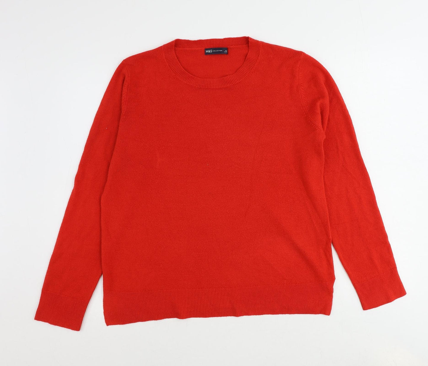 Marks and Spencer Womens Red Round Neck Acrylic Pullover Jumper Size 16