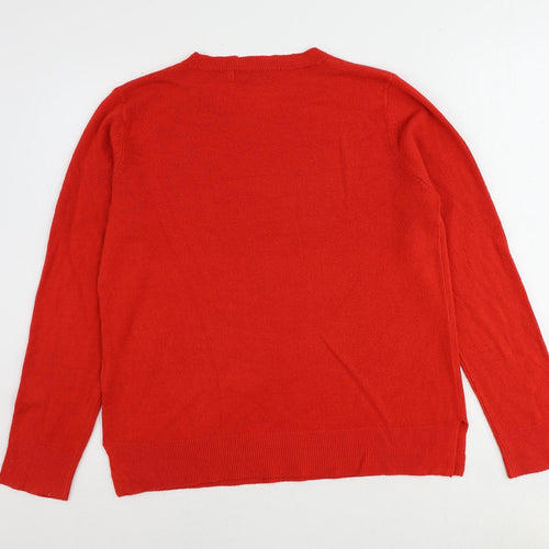 Marks and Spencer Womens Red Round Neck Acrylic Pullover Jumper Size 16