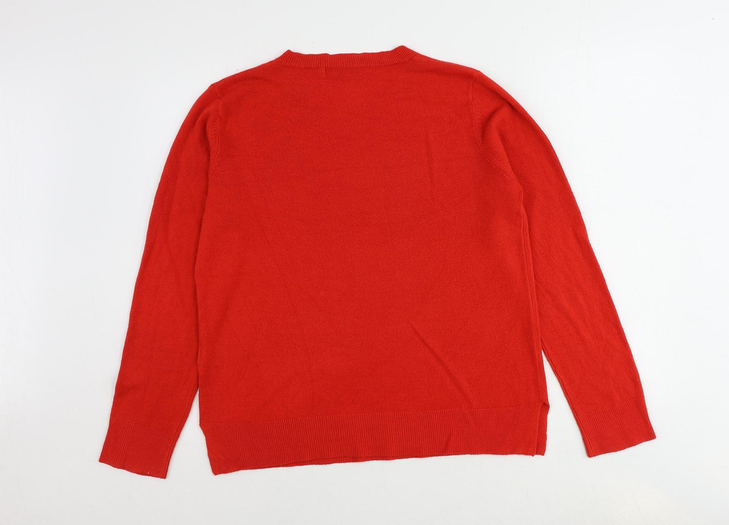 Marks and Spencer Womens Red Round Neck Acrylic Pullover Jumper Size 16