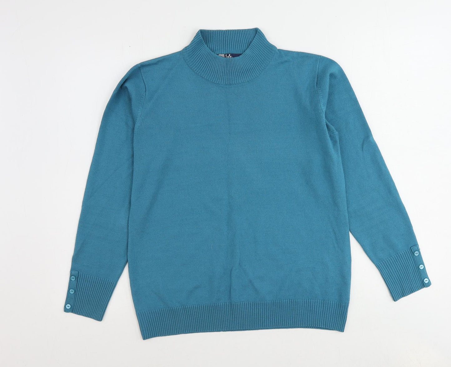 EWM Womens Blue Mock Neck Acrylic Pullover Jumper Size 14 - Size 14-16