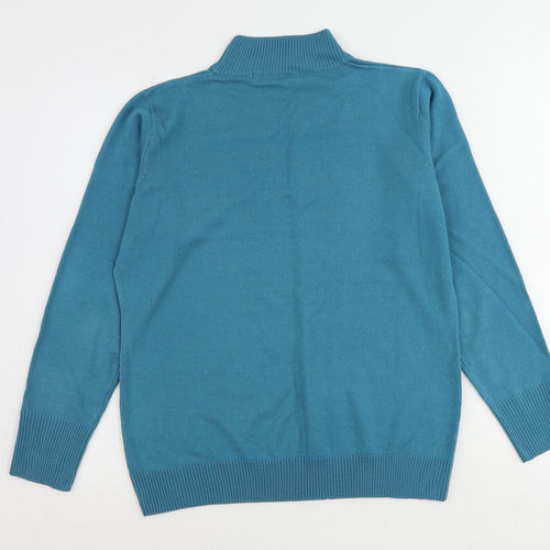 EWM Womens Blue Mock Neck Acrylic Pullover Jumper Size 14 - Size 14-16