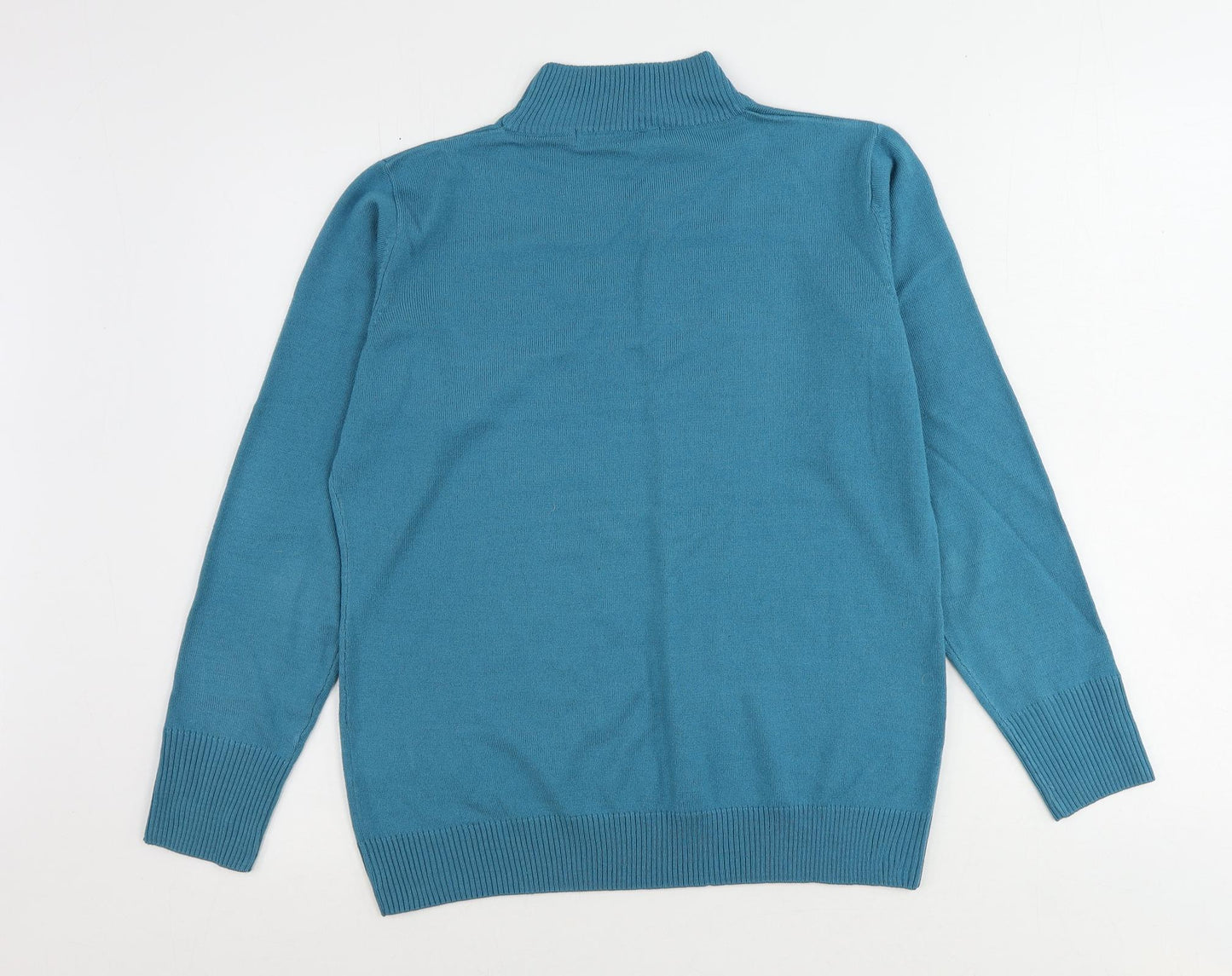 EWM Womens Blue Mock Neck Acrylic Pullover Jumper Size 14 - Size 14-16