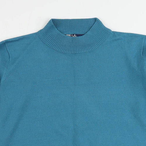 EWM Womens Blue Mock Neck Acrylic Pullover Jumper Size 14 - Size 14-16