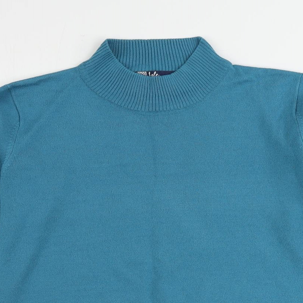 EWM Womens Blue Mock Neck Acrylic Pullover Jumper Size 14 - Size 14-16