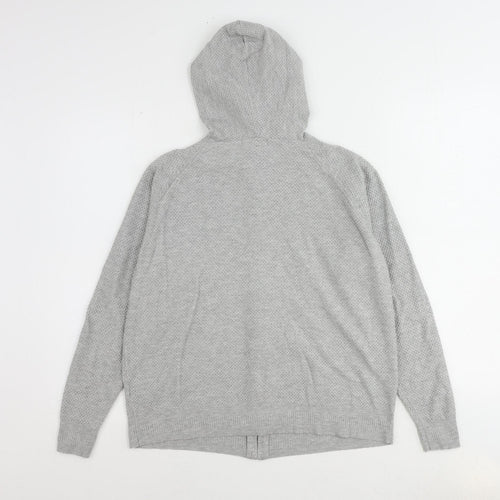 Marks and Spencer Womens Grey Round Neck Viscose Full Zip Jumper Size M