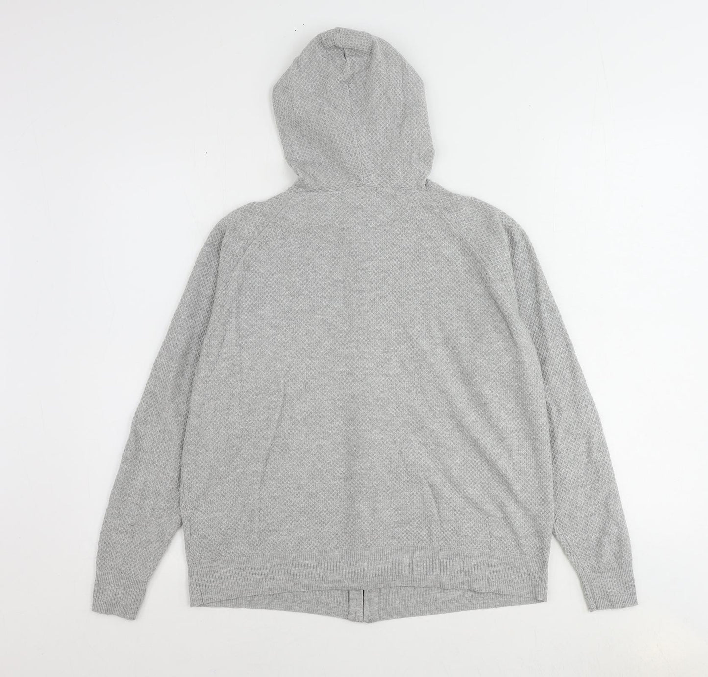 Marks and Spencer Womens Grey Round Neck Viscose Full Zip Jumper Size M