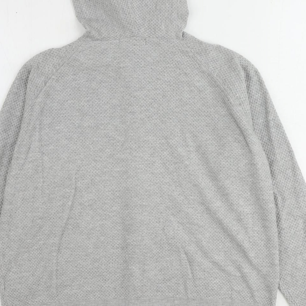 Marks and Spencer Womens Grey Round Neck Viscose Full Zip Jumper Size M