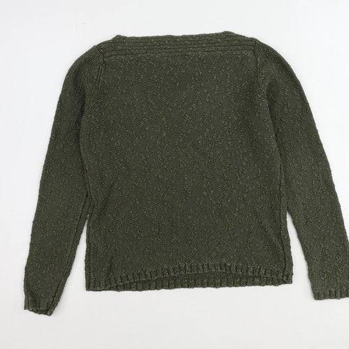 BHS Womens Green Boat Neck Ramie Pullover Jumper Size 12
