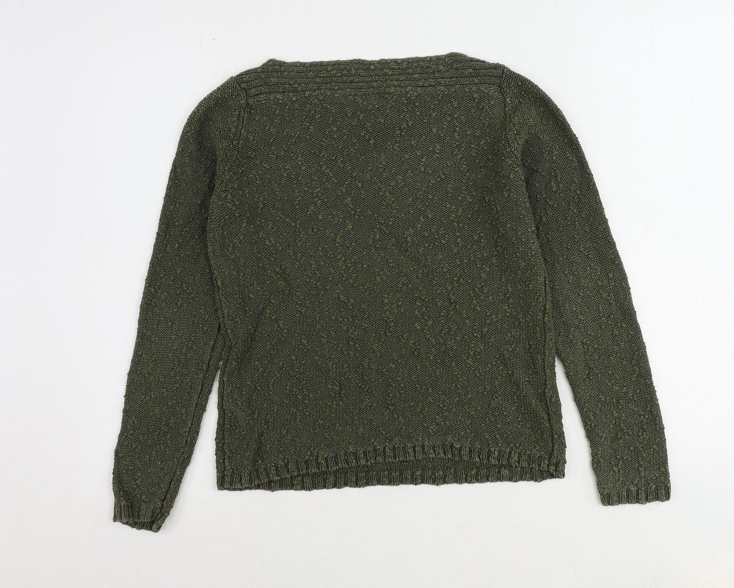 BHS Womens Green Boat Neck Ramie Pullover Jumper Size 12